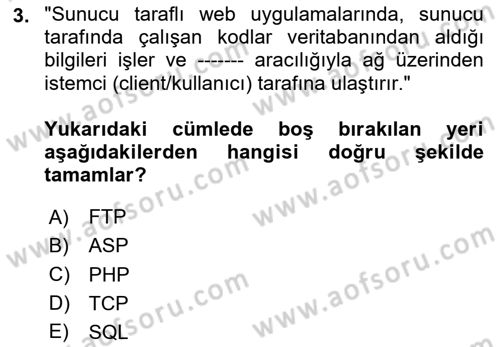 Web Sunucu Programlama Dersi 2024 - 2025 Yılı (Vize) Ara Sınav Soruları 3. Soru