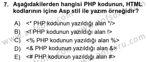 Web Sunucu Programlama Dersi 2024 - 2025 Yılı (Vize) Ara Sınav Soruları 7. Soru