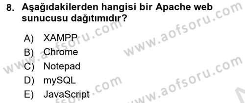 Web Sunucu Programlama Dersi 2024 - 2025 Yılı (Vize) Ara Sınav Soruları 8. Soru