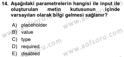 Web Sunucu Programlama Dersi 2024 - 2025 Yılı (Final) Dönem Sonu Sınav Soruları 14. Soru
