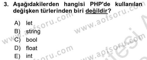 Web Sunucu Programlama Dersi 2024 - 2025 Yılı (Final) Dönem Sonu Sınav Soruları 3. Soru