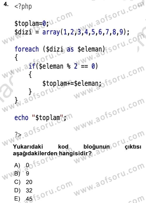 Web Sunucu Programlama Dersi 2024 - 2025 Yılı (Final) Dönem Sonu Sınav Soruları 4. Soru