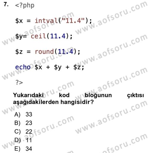 Web Sunucu Programlama Dersi 2024 - 2025 Yılı (Final) Dönem Sonu Sınav Soruları 7. Soru