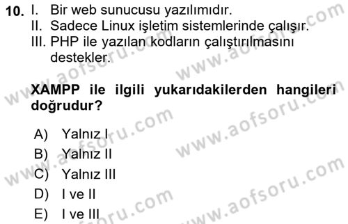 Web Sunucu Programlama Dersi 2025 - 2026 Yılı (Vize) Ara Sınav Soruları 10. Soru