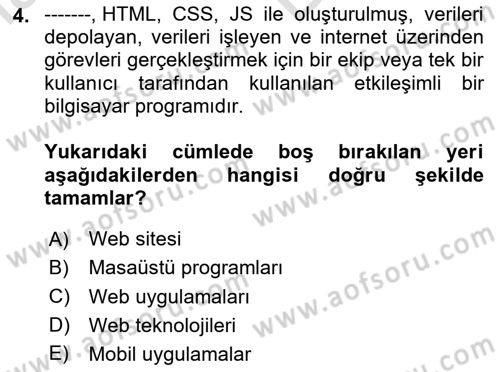 Web Sunucu Programlama Dersi 2025 - 2026 Yılı (Vize) Ara Sınav Soruları 4. Soru