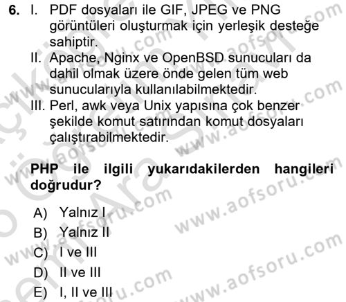 Web Sunucu Programlama Dersi 2025 - 2026 Yılı (Vize) Ara Sınav Soruları 6. Soru