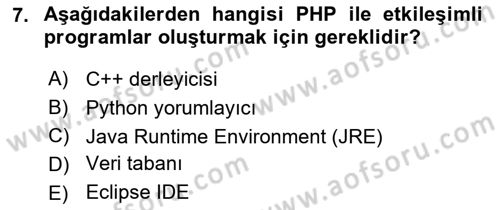 Web Sunucu Programlama Dersi 2025 - 2026 Yılı (Vize) Ara Sınav Soruları 7. Soru