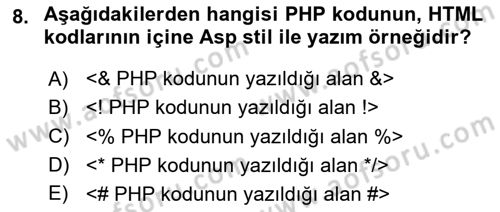 Web Sunucu Programlama Dersi 2025 - 2026 Yılı (Vize) Ara Sınav Soruları 8. Soru