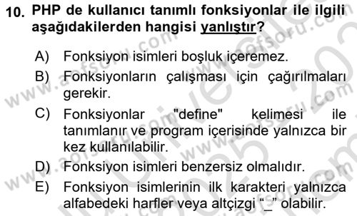 Web Sunucu Programlama Dersi 2025 - 2026 Yılı (Final) Dönem Sonu Sınav Soruları 10. Soru