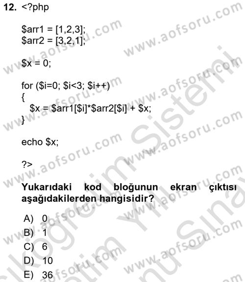 Web Sunucu Programlama Dersi 2025 - 2026 Yılı (Final) Dönem Sonu Sınav Soruları 12. Soru