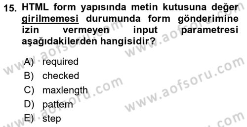 Web Sunucu Programlama Dersi 2025 - 2026 Yılı (Final) Dönem Sonu Sınav Soruları 15. Soru