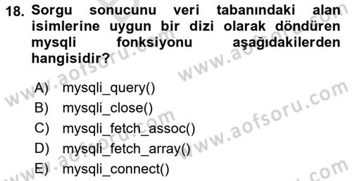 Web Sunucu Programlama Dersi 2025 - 2026 Yılı (Final) Dönem Sonu Sınav Soruları 18. Soru