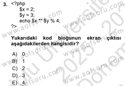 Web Sunucu Programlama Dersi 2025 - 2026 Yılı (Final) Dönem Sonu Sınav Soruları 3. Soru