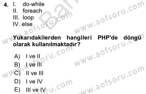 Web Sunucu Programlama Dersi 2025 - 2026 Yılı (Final) Dönem Sonu Sınav Soruları 4. Soru