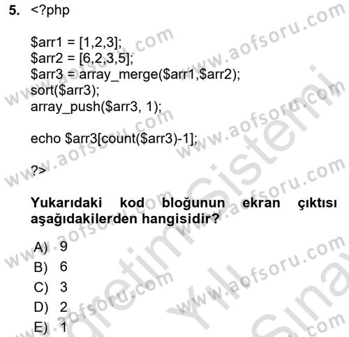 Web Sunucu Programlama Dersi 2025 - 2026 Yılı (Final) Dönem Sonu Sınav Soruları 5. Soru