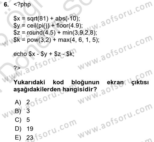 Web Sunucu Programlama Dersi 2025 - 2026 Yılı (Final) Dönem Sonu Sınav Soruları 6. Soru