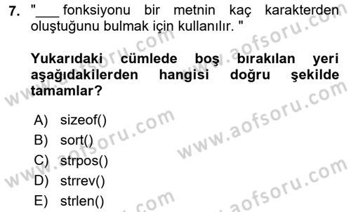 Web Sunucu Programlama Dersi 2025 - 2026 Yılı (Final) Dönem Sonu Sınav Soruları 7. Soru
