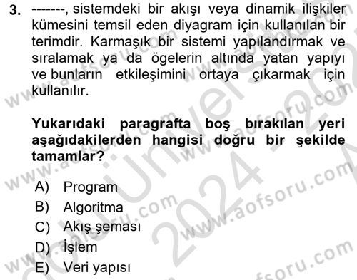 Veri Yapıları Dersi 2024 - 2025 Yılı (Vize) Ara Sınavı 3. Soru