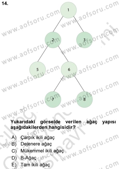 Veri Yapıları Dersi 2024 - 2025 Yılı (Final) Dönem Sonu Sınav Soruları 14. Soru