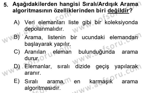 Veri Yapıları Dersi 2024 - 2025 Yılı (Final) Dönem Sonu Sınav Soruları 5. Soru