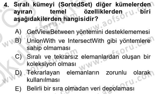 Veri Yapıları Dersi 2024 - 2025 Yılı Yaz Okulu Sınav Soruları 4. Soru