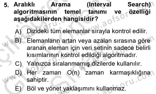 Veri Yapıları Dersi 2025 - 2026 Yılı (Final) Dönem Sonu Sınav Soruları 5. Soru