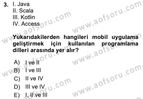 Mobil Uygulama Geliştirme Dersi 2022 - 2023 Yılı (Vize) Ara Sınavı 3. Soru