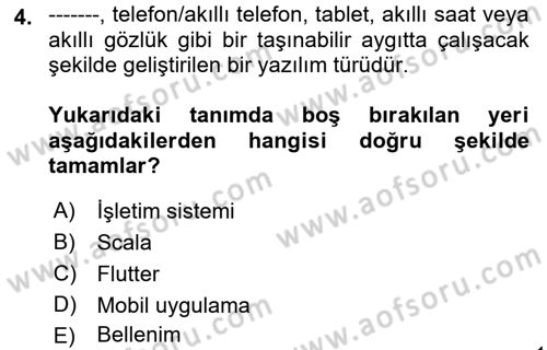 Mobil Uygulama Geliştirme Dersi 2022 - 2023 Yılı (Vize) Ara Sınavı 4. Soru