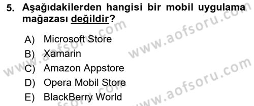 Mobil Uygulama Geliştirme Dersi 2022 - 2023 Yılı (Vize) Ara Sınavı 5. Soru