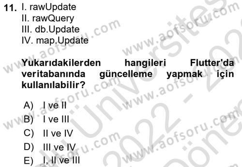 Mobil Uygulama Geliştirme Dersi 2022 - 2023 Yılı (Final) Dönem Sonu Sınav Soruları 11. Soru