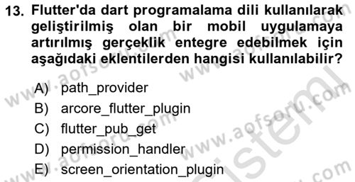 Mobil Uygulama Geliştirme Dersi 2022 - 2023 Yılı (Final) Dönem Sonu Sınav Soruları 13. Soru