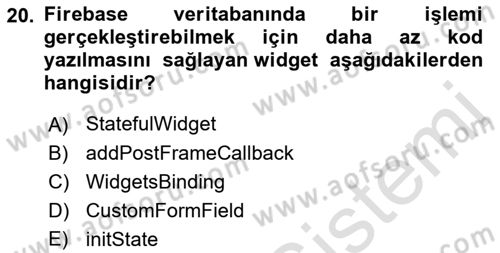 Mobil Uygulama Geliştirme Dersi 2022 - 2023 Yılı (Final) Dönem Sonu Sınav Soruları 20. Soru