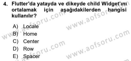 Mobil Uygulama Geliştirme Dersi 2022 - 2023 Yılı (Final) Dönem Sonu Sınav Soruları 4. Soru