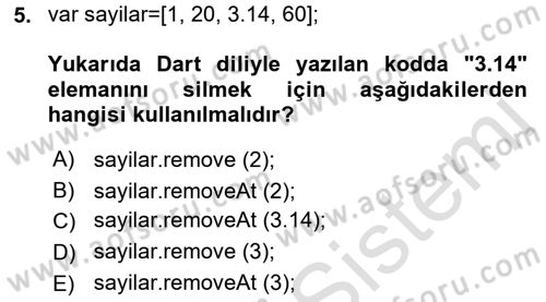 Mobil Uygulama Geliştirme Dersi 2022 - 2023 Yılı (Final) Dönem Sonu Sınav Soruları 5. Soru