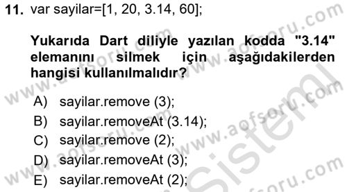 Mobil Uygulama Geliştirme Dersi 2022 - 2023 Yılı Yaz Okulu Sınav Soruları 11. Soru