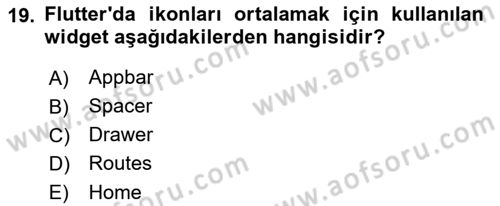 Mobil Uygulama Geliştirme Dersi Ara Sınavı Deneme Sınav Soruları 19. Soru