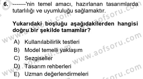 Mobil Uygulama Geliştirme Dersi Ara Sınavı Deneme Sınav Soruları 6. Soru