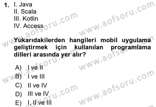 Mobil Uygulama Geliştirme Dersi 2023 - 2024 Yılı (Final) Dönem Sonu Sınavı 1. Soru