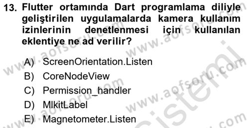 Mobil Uygulama Geliştirme Dersi 2023 - 2024 Yılı (Final) Dönem Sonu Sınavı 13. Soru