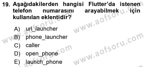 Mobil Uygulama Geliştirme Dersi 2023 - 2024 Yılı (Final) Dönem Sonu Sınavı 19. Soru