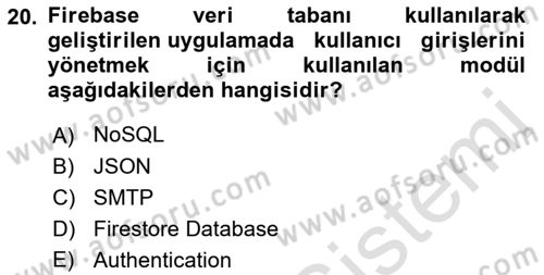 Mobil Uygulama Geliştirme Dersi 2023 - 2024 Yılı (Final) Dönem Sonu Sınavı 20. Soru