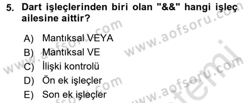 Mobil Uygulama Geliştirme Dersi 2023 - 2024 Yılı (Final) Dönem Sonu Sınavı 5. Soru