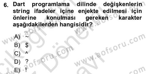 Mobil Uygulama Geliştirme Dersi 2023 - 2024 Yılı (Final) Dönem Sonu Sınavı 6. Soru