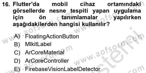 Mobil Uygulama Geliştirme Dersi 2023 - 2024 Yılı Yaz Okulu Sınav Soruları 16. Soru