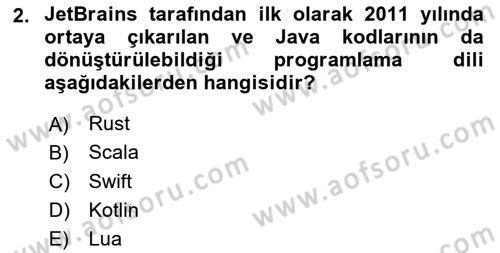 Mobil Uygulama Geliştirme Dersi 2023 - 2024 Yılı Yaz Okulu Sınav Soruları 2. Soru