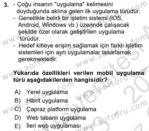 Mobil Uygulama Geliştirme Dersi 2023 - 2024 Yılı Yaz Okulu Sınav Soruları 3. Soru
