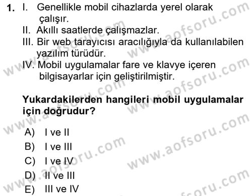 Mobil Uygulama Geliştirme Dersi Ara Sınavı Deneme Sınav Soruları 1. Soru