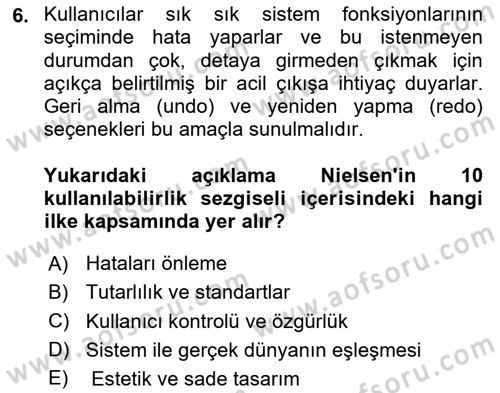 Mobil Uygulama Geliştirme Dersi Ara Sınavı Deneme Sınav Soruları 6. Soru