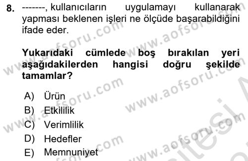 Mobil Uygulama Geliştirme Dersi Ara Sınavı Deneme Sınav Soruları 8. Soru
