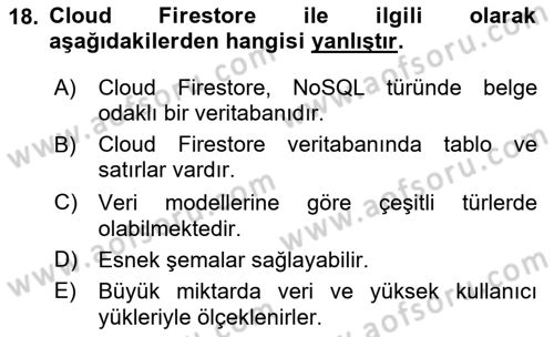 Mobil Uygulama Geliştirme Dersi 2024 - 2025 Yılı (Final) Dönem Sonu Sınav Soruları 18. Soru